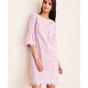 Ann Taylor Dress Size 2 Shift 3D Embroidered Cottagecore Peasant Office Church‎